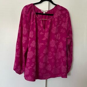 The Pioneer Woman Pink Long Sleeve Relaxed Blouse size large NEW NWT